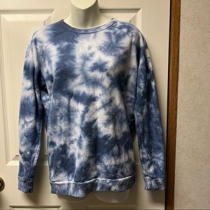 Modern canvas size small blue and white tie dye sweatshirt